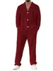 Conjunto Deportivo Casual Suelto Talla Grande para Hombre de Primavera y Otoño con Tela Jacquard de Solapa y Pantalones Largos de Manga Larga Exportación Transfronteriza de Amazon