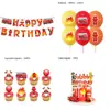 Platos desechables de camión de bomberos, vasos de papel, juego de vajilla, decoración de fiesta de cumpleaños para niño, pancarta, mantel, globos