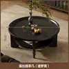 Mesa de centro de madera maciza estilo francés, mesa de té redonda para espacios pequeños, muebles para el hogar estilo antiguo chino, sala de estar estilo americano retro Ruby