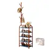 Perchero de pie, zapatero de metal, estante de almacenamiento engrosado para uso doméstico, adecuado para apartamentos de alquiler, perchero y sombrero vertical