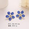 Pendientes de flor de aceite con cinco pétalos de moda europea y americana, diseño exagerado, pendientes de aguja de plata de gran sentido, pendientes de nicho dulces