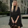 Vestido de pastel con volantes estilo europeo y americano transfronterizo, vestido de vacaciones de otoño de gasa suelta y fluida, artículo de alta venta en stock