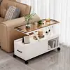 Gabinete Lateral para Sofá, Gabinete de Almacenamiento para Sala de Estar de Apartamento Pequeño, Mesa Lateral de Lujo Ligero Minimalista Moderno, Mesa Pequeña Móvil