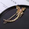 Horquilla de arco china con resorte, nueva, con retención de color, mariposa dorada, diamantes de imitación, hebilla de rana, clip de resorte para la cabeza, venta al por mayor