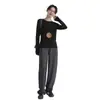 Camiseta Base de Cuello Redondo de Modal 2026 para Mujer Otoño Manga Larga Moda Transpirable Versátil Ajustada Camiseta Base Interior Top