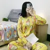 Nuevos Pijamas de Primavera y Otoño para Mujer, Pantalones de Manga Larga, Dibujos Animados Lindos, Casual y Cómodos, Ropa de Casa para Dormitorio de Estudiantes, Conjunto de Dos Piezas