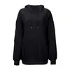 Moletom Casual Soltinho Feminino Europeu e Americano Outono e Inverno Novo Versátil Casual Simples Cor Lisa Máscara para Olhos Moletom de Manga Longa