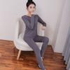 Conjunto de ropa y pantalones de otoño para mujer, ropa interior térmica de cuello redondo bajo, suéter de algodón modal ajustado y fino para invierno
