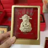 Popular Ornamento Gato da Sorte em Ouro Puro 999, Bolsa da Fortuna em Ouro, Decoração de Quadro para Sala de Estar Presente