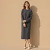 Vestido de Cachemira Otoño/Invierno 2026, Camisa Base, Suéter de Punto Pullover Cuello Redondo, Suéter Holgado para Mujer, Vestido Largo de Lana para Mujer