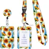 Cordón de poliéster estampado de girasol Parche epoxi ABS Hebilla de fácil extracción Hebilla para tarjeta de identificación/certificado de girasol de fácil extracción