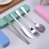 Juego de Vajilla Cuchillo y Tenedor de Acero Inoxidable Cuchara Juego de Vajilla Portátil Juego de Tres Piezas Caja de Regalo para Exteriores Juego de Una Pieza Vajilla Juego de Cuatro Piezas