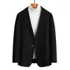 Blazer de lana de doble cara para hombre, abrigo corto de lana otoño/invierno, casual y versátil, diseño de dos botones
