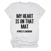 Mi Corazón Está en Ese Sitio Independiente de Deseos Estilo Europeo y Americano Camiseta Casual Simple de Manga Corta con Cuello Redondo para Mujer para Exportación