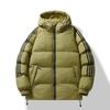 Chaqueta de Algodón con Capucha Transfronteriza para Hombre, Cálida de Invierno, Engrosada, Moderna, Casual, Blanca, Abrigo de Algodón para Pareja con Tres Rayas