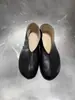 Versión Súper Suave de Piel de Cordero Punta Redonda Corte Bajo Zapatos Individuales Negros para Mujer Sin Cordones Suela Plana Zapatos Pequeños de Cuero Estilo Coreano Versátiles Mocasines Simples