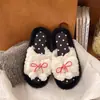 Pantuflas de Felpa para Mujer Otoño e Invierno sin Cordones con Lazo, Cómodas Pantuflas de Casa Estilo Coreano 2026