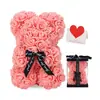 Oso de Rosa Flor Eterna de 25 cm Transfronterizo Regalo para el Día de la Madre San Valentín Oso de Flor de Espuma Caja de Regalo de PVC Venta al por Mayor