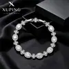 Pulsera de lujo ligero Xuping totalmente incrustada con gemas artificiales, moderna aleación de cobre chapada con flor blanca en forma de huevo, joyería lujosa