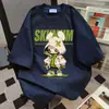 Camiseta de Manga Corta Oversize de Peso Pesado para Pareja Verano 2025 Estampado de Personaje de Dibujos Animados Top Holgado Versátil de Moda