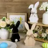 3 Piezas de Adornos de Conejo de Pascua Centro de Mesa Festivo Decoraciones para Fiesta Estilo Granja Bandeja Escalonada