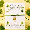Calle. Pulsera de la Suerte para el Día de San Patricio Trébol de Cuatro Hojas Colgante de Aleación de Buena Suerte Pulsera Ajustable