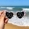 Gafas de Fiesta de Cumpleaños Transfronterizas Nuevas 2025 Moda Incrustaciones de Diamantes Perla Digital Corazón Hombres y Mujeres Decorativas Fotográficas Gafas de Sol