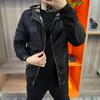 Jaqueta com Capuz Masculina Outono 2024 Tendência Personalizada Reversível Top Slim Versátil Jaqueta Fashion