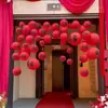 Linternas Rojas de Caracteres para Bodas Decoración de Patio de Boda Arreglo Cadena de Linternas Ambiente Rojo Fotografía de Celebración de Boda China