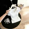 Camiseta Polo de Manga Curta de Seda Gelada de Alta Qualidade, Modelagem Solta Emagrecedora, Gola Polo, para Mulheres, Top Vazado de Verão, Tendência