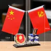 Porta-Canetas de Cristal Criativos Enfeites Bandeira Nacional Enfeites de Bandeira Vermelha Caminho de Mesa Decorações de Alto Padrão Porta-Canetas de Mesa para Escritório Armazenamento