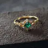 Anillo hueco de lujo con incrustaciones de diamantes retro japonés, diseño de nicho, estilo frío, anillo abierto simple, venta al por mayor