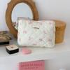 Neceser de viaje portátil de gran capacidad con lazo a cuadros para cosméticos y cuidado de la piel para mujer