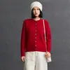 Cardigan de cachemira de punto trenzado con cuello redondo, estilo de lujo ligero para otoño e invierno, para mujer, top de punto casual holgado, abrigo suéter de manga larga