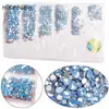 Paquete de 6 Diamantes de Grado Comercial Nacional 1440 Piezas Fondo Plano Rhinestones de Vidrio Ss3-Ss10 para Decoración DIY de Teléfono y Accesorios para Uñas