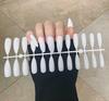 Uñas postizas trapezoidales de estilo europeo y americano más vendidas, con armadura de ataúd larga, color sólido, tira de aceite brillante, 24 unidades, armadura de ballet