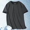 Camiseta Deportiva Casual de Malla Fina de Verano de Secado Rápido para Correr, Talla Grande, Transpirable, Seda de Hielo, Manga Corta, Holgada para Hombre