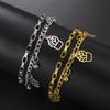 Corte Titanium Steel Plant Flower Bracelet Oco Carnudo Planta Diamante Pingente Simples Pulseira de Dupla Camada de Aço Inoxidável