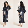 Pijama Feminino Plus Size com Manga 3/4, Brilhante em Cetim, Novo Estilo para Primavera e Outono, Roupão Leve, Roupa de Dormir de Manga Longa, Roupa para Casa