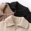 Cárdigan de cachemira estilo europeo, holgado y casual, top corto de punto, suéter de cachemira para mujer, suéter con cremallera