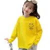 Camiseta Blanca de Algodón para Niña de Manga Larga, Nuevo Estilo Primavera, Corte Holgado, Top de Cuello Redondo para Niños Mayores