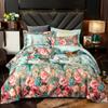 Conjunto de Quatro Peças Jacquard de Algodão Estilo Europeu Algodão Puro Estampado Capa de Edredom Lençóis Conjunto de Casamento Presente de Cama de Alta Qualidade