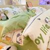 Juego de Cuatro Piezas de Algodón Puro de Dibujos Animados 100% Algodón 2023 Nuevo Cama Sábanas Funda de Edredón Cama Dormitorio Estudiantil Juego de Tres Piezas