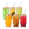 Suministro Directo de Fábrica Vaso de Vidrio 11oz Vaso Apilado Flor Begonia Cuentas Punto Vaso para Bebidas Vaso de Cerveza Vaso de Bambú para Jugo