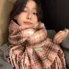 2024 Novo Lenço Xadrez Retro Estilo Japonês com Franjas Feminino de Inverno Quente Versátil para Estudante Casal