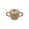 Taza de aprendizaje con doble asa en forma de pétalo para bebés de 0 a 3 años, taza de entrenamiento para bebés, taza de aprendizaje de silicona, taza para snacks