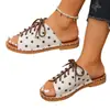 Pantuflas Europeas y Americanas de Gran Tamaño Transfronterizas para Mujer 2026 Verano Pantuflas con Cordones Peep-Toe para Uso en Exteriores Sandalias Planas Casuales Frescas con Tira Cruzada