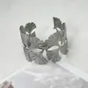 Pulseira de Aço Inoxidável Folha de Ginkgo Jinying Ins Vazada Aberta Design Exagerado de Nicho Pulseira Estilo Europeu e Americano Não Desbota