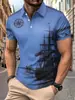 Camisa POLO de Manga Curta Casual Diária Tendência Personalidade Masculina Estampa 3D de Vela Verão Cruzada Europeia e Americana