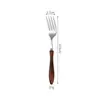 Faca, Garfo, Colher de Aço Inoxidável 304 com Cabo de Madeira para Asas de Frango, Faca e Garfo para Bife Estilo Ocidental, Colher e Garfo de Sobremesa - Amazon Transfronteiriço